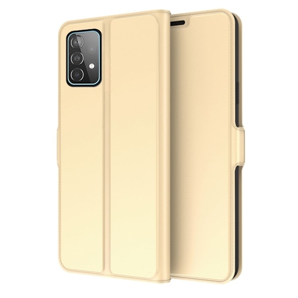 Sileä ja ohut premium-PU-nahkakotelo Samsung Galaxy M32 5G / Samsung Galaxy A32 5G - Kulta Gold