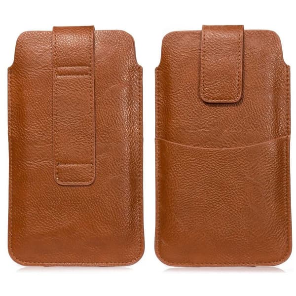 Universal taljetaske i litchi-teksturlæder - Brun Størrelse: Xl Brown