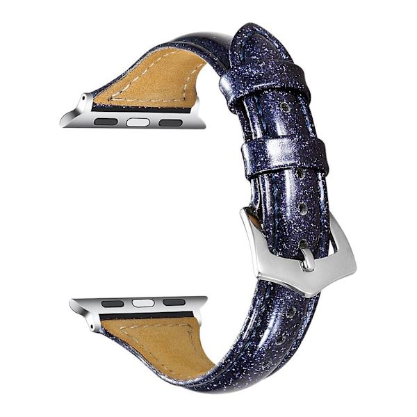 Apple Watch Series 5 40mm ægte læder Urrem - Blå Blue