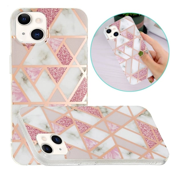 Marmormotiv iPhone 14 skal - Rosa / Vit Rosa