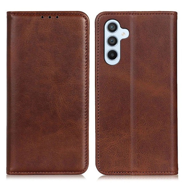 Lompakko-style Aitoa Nahkaa Läppäkotelo For Samsung Galaxy A24 4G - Kahvi Brown