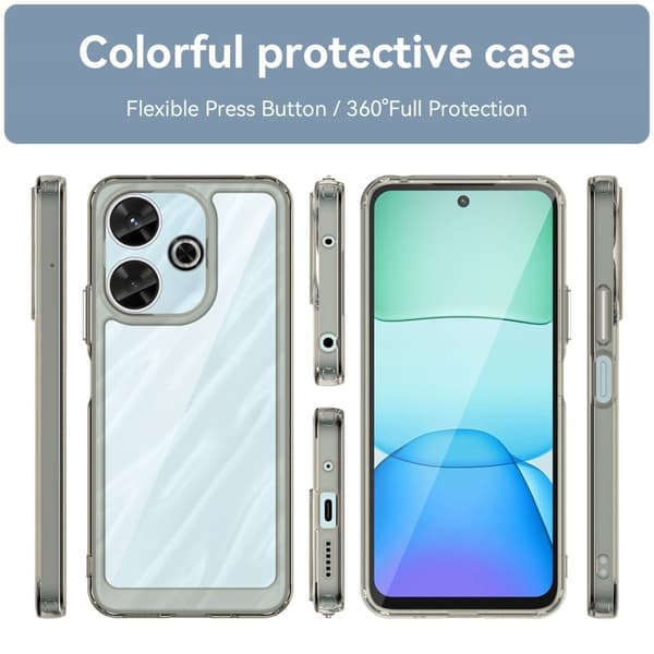 Xiaomi Redmi 13 / Xiaomi Redmi Note 13R / Xiaomi Poco M6 smart telefonskal i akryl - Transparent Grå Silvergrå