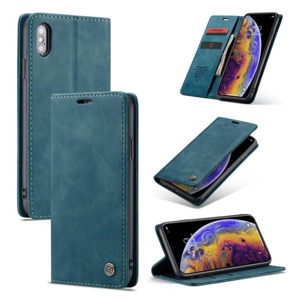 CASEME iPhone Xs Max plånboksfodral i läder - blå Blå