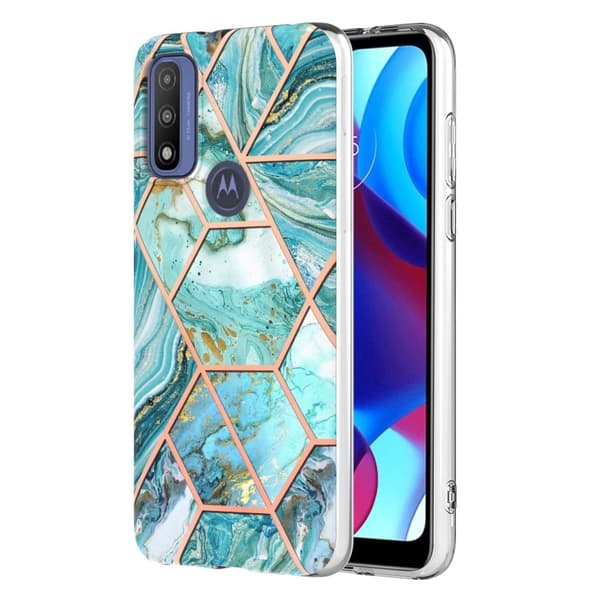 Marble Motorola G Pure Suojakotelo - Sininen Blue