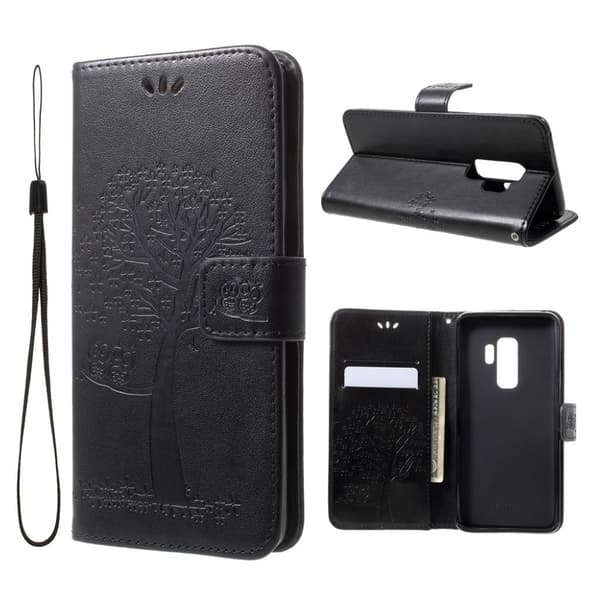 Samsung Galaxy S9 Plus Etui laget av kunstlær og silikon - Svart Black