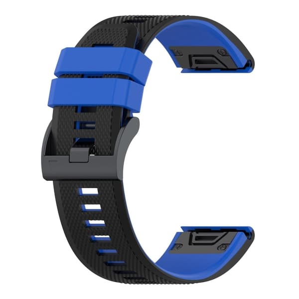 26 mm dubbelfärgat texturerat silikonarmband för Garmin-klocka - Svart / Blå Blå