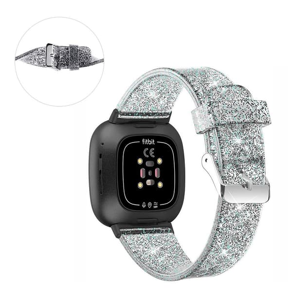 Fitbit Sense / Versa 3 kimaltava jauhe TPU-kellon hihna - Musta Black