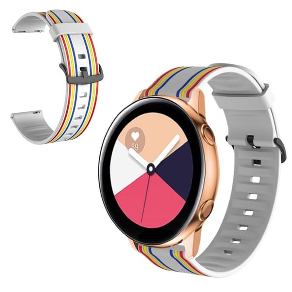 22mm Twill tone urrem til Samsung, Amazfit og Huawei ur - Grå / Farverig Silver grey