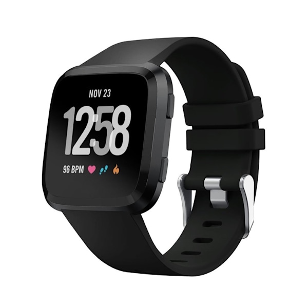 Fitbit Versa blød silikone justerbar urrem - Sort Black