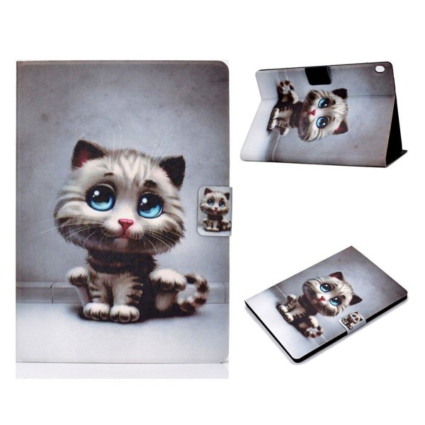 Lenovo Tab M10 pattern printing leather case - Baby Cat Silver grey