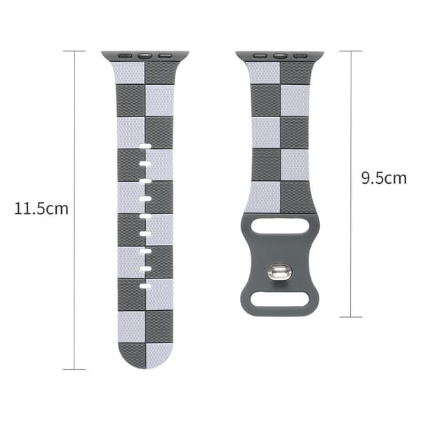 Apple Watch Series 41mm - 40mm - 38mm Checkerboard silikonarmband - Mörkgrå Silvergrå