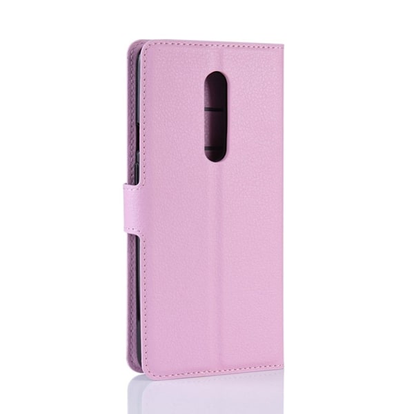 OnePlus 7 Pro konstläderfodral med litchi textur - Ljusrosa Rosa