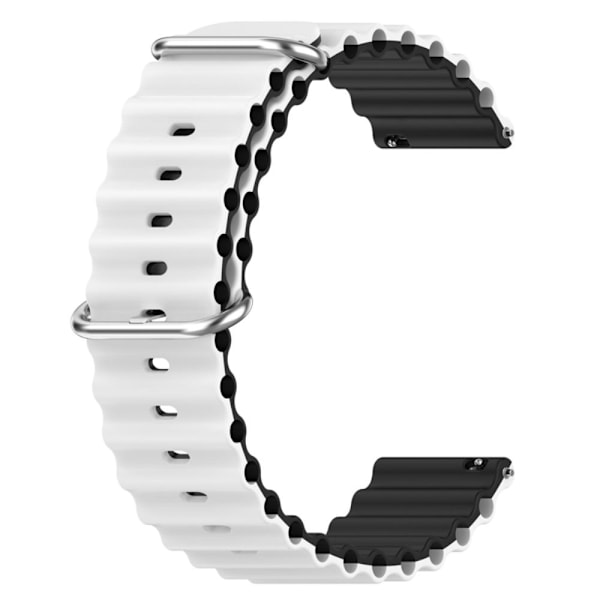 20 mm universellt dubbelfärgat klockarmband i silikon - Vit / Svart Vit