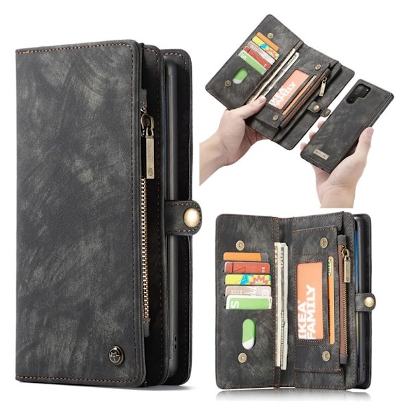 CaseMe Samsung Galaxy Note 10 Plus Zipper Wallet Etui - Svart Black