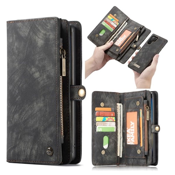 CaseMe Samsung Galaxy Note 10 Plus Zipper Wallet kotelot - Musta Black