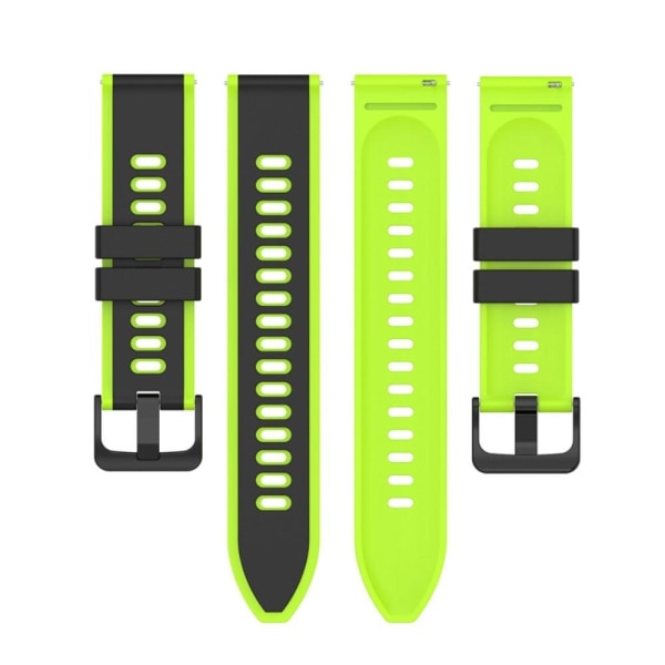 22mm Universal kaksivärinen silikoni ranneke - Musta / Lime Green