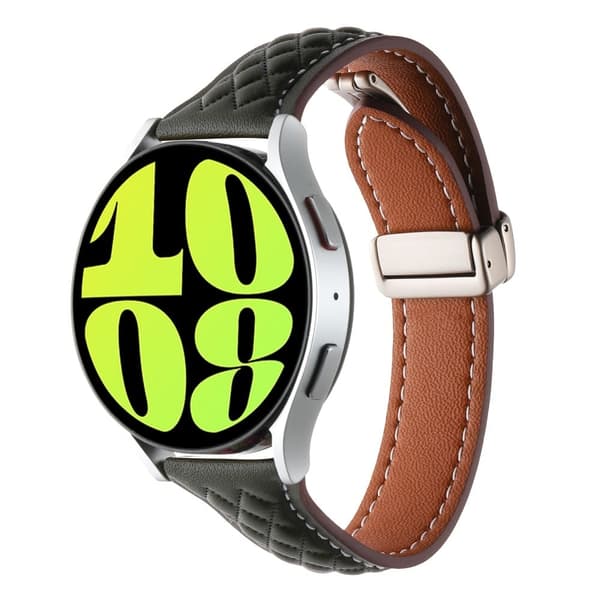 Samsung Galaxy Watch6 Classic / Watch6 Urrem 20mm foldespænde Ægte ko læderrem - Sort Black