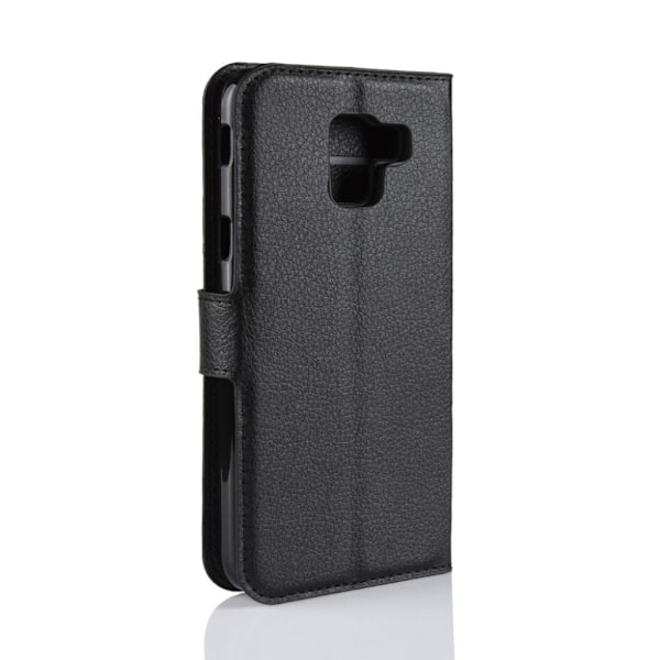 Samsung Galaxy J6 (2018) mobilfodral PU läder TPU plånbok stående läge - Svart Svart