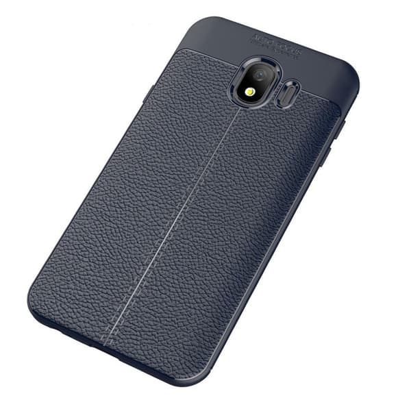 Samsung Galaxy J4 (2018) litchi tekstur myk deksel  - Mørk blå Blue