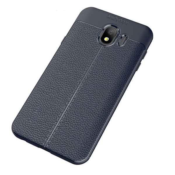 Samsung Galaxy J4 (2018) skal med mjuk litchi textur - Mörkblå Blå
