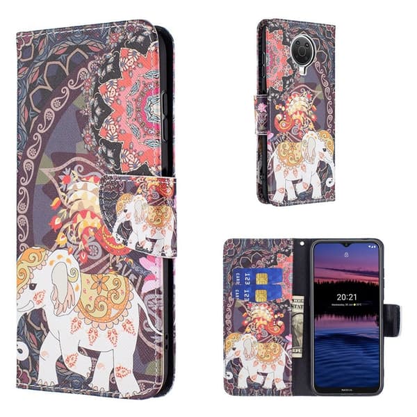 Wonderland Nokia G20 Flip etui - Blomst og elefant Multicolor