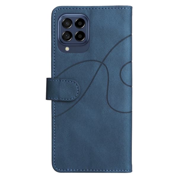 Teksturert læretui med stropp for Samsung Galaxy M53 5G - Blå Blue