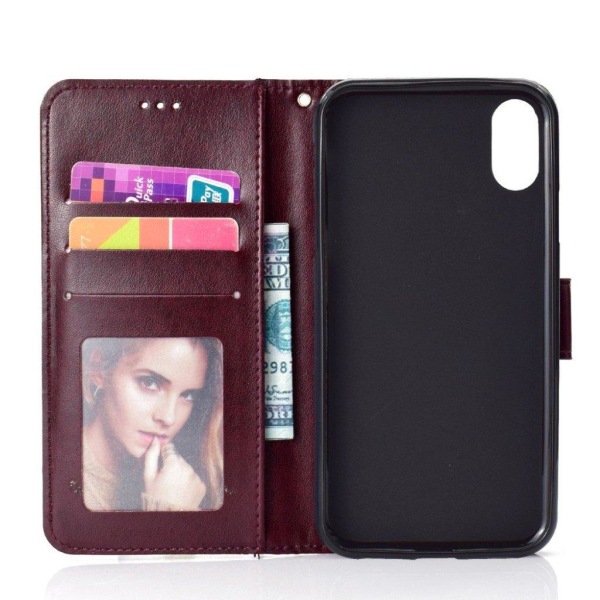 iPhone 9 Plus mobilfodral syntetläder silikon stående plånbok ma Brun