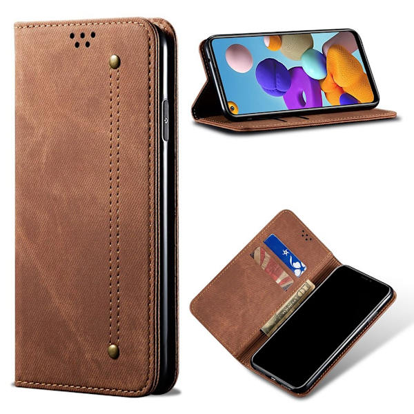 Jeans Samsung Galaxy A21s flip etui - Kaffe Brown