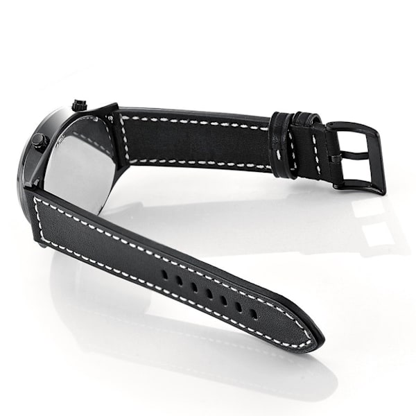 Samsung Gear S3 / Frontier holdbar ægte læder Urrem - Sort Black