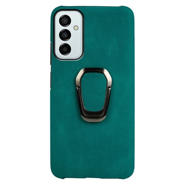 Stötsäkert läderfodral med oval kickstand för Samsung Galaxy M23 - Mörkgrön Grön