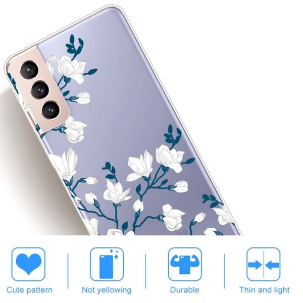 Deco Samsung Galaxy S22 Plus Suojakotelo - White Flowers White