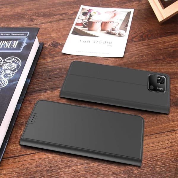 Glat og tyndt premium Xiaomi Redmi 10C læderetui - Sort Black