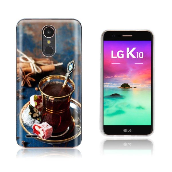 LG K10 2017 softlyfit præget TPU-etui - Kaffe I Hofstil Blue
