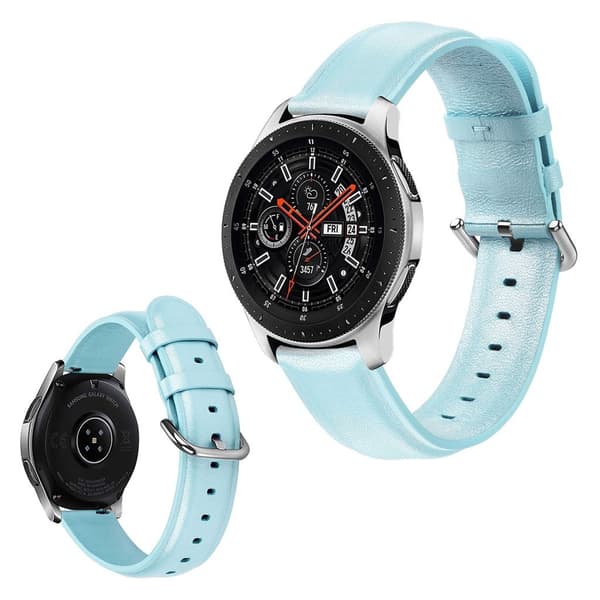 Samsung Galaxy Watch (46mm) ægte læder Urrem - Babyblå Blue