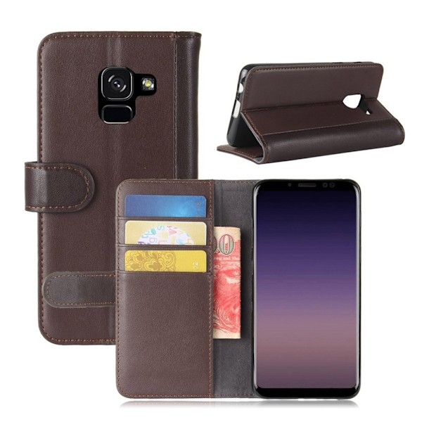 Samsung Galaxy A8 (2018) ægte læder flip etui - Kaffe Brown