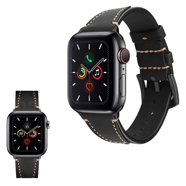 Apple Watch Series 5 / 4 40mm urrem i ægte læder - Sort Black