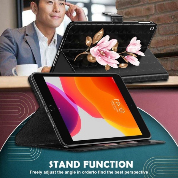 Lenovo Tab E10 pattern leather flip case - Flower Pink