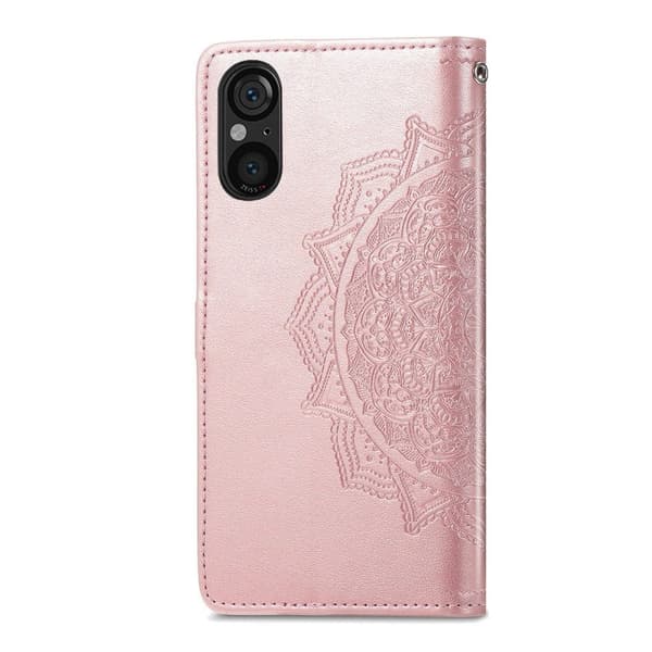 Mandala Sony Xperia 5 V etui i lær - Rose Gull Pink