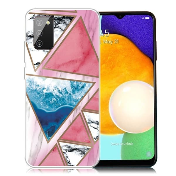 Marble Samsung Galaxy A03s Suojakotelo - Valkoinen / Sininen / Rose Triangle Multicolor