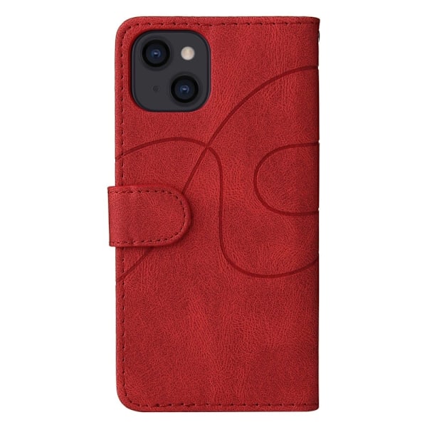 Tekstureret iPhone 14 læderetui med rem - Rød Red
