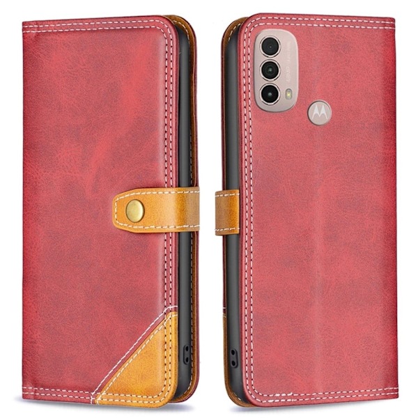 BINFEN tvåfärgat läder Motorola Moto E30 / Motorola Moto E40 fodral - Röd Röd