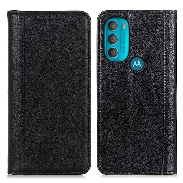 Aito nahkakotelo magneettisuljuksella Motorola Moto G71 5G - Musta Black