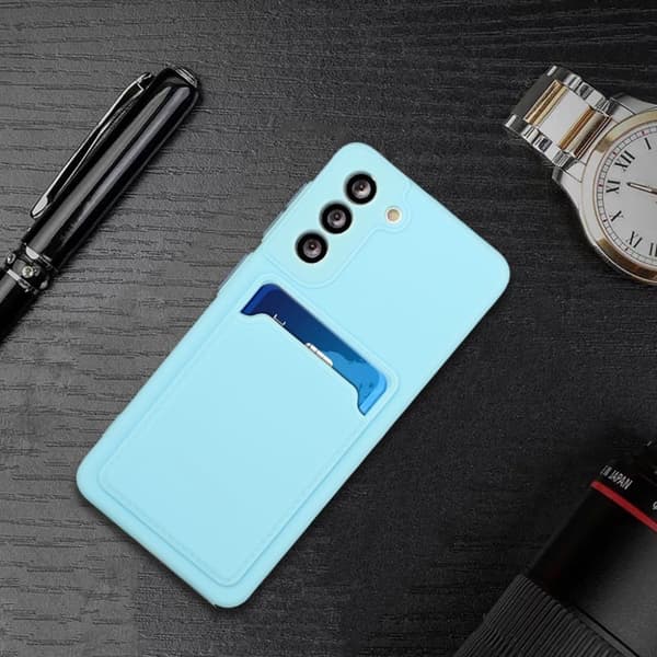 Card Holder Deksel til Samsung Galaxy S21 - Babyblå Blue