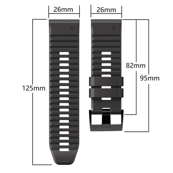 26mm Garmin ja Coros kellon kaksoissilikonikellon hihna - Musta / Punainen Red
