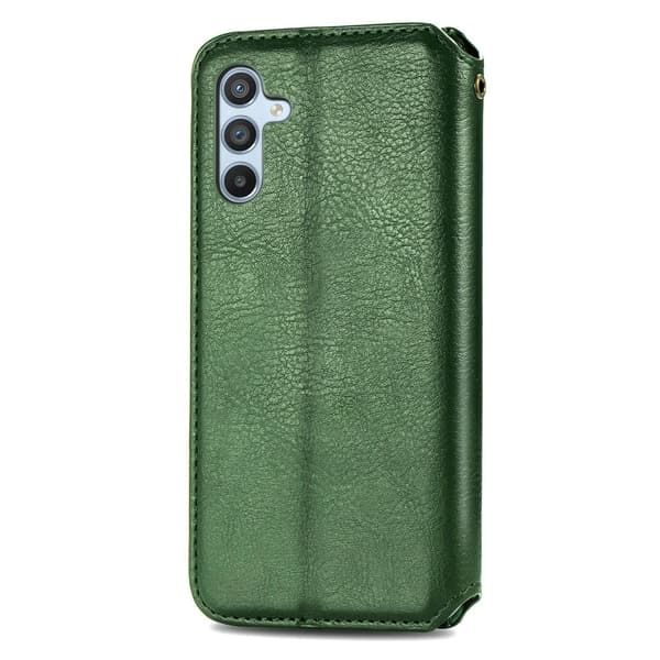 Læder Etui med A Stilfuldt Rhombus Tryk til Samsung Galaxy A54 - Grøn Green