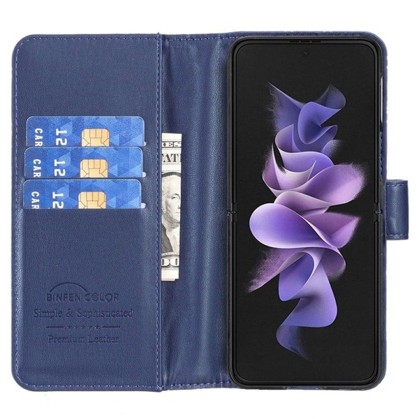 Rhombus pattern matte flip case for Samsung Galaxy Z Fold3 5G - Blue