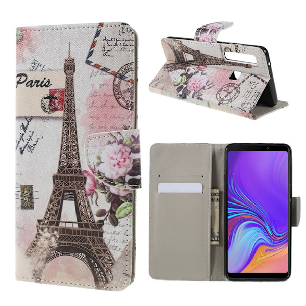 Samsung Galaxy A9 (2018) texturerat syntetläder plånboks mobilfodral med bildmotiv - Eiffeltorn multifärg