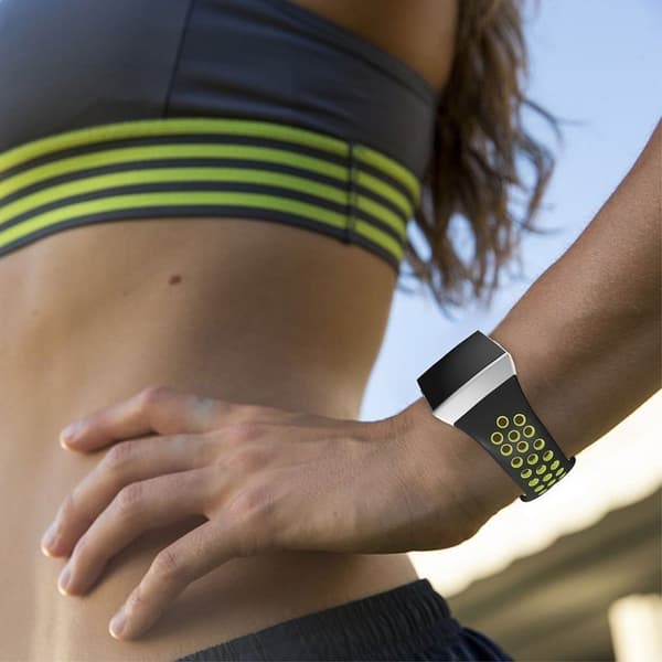 Fitbit Ionic tofarget silikonarmbånd - Svart / Flourescerende Grønn Green