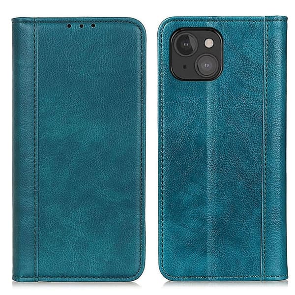 Ekte lærdeksel med magnetisk lukking for iPhone 13 Mini - Grønn Green