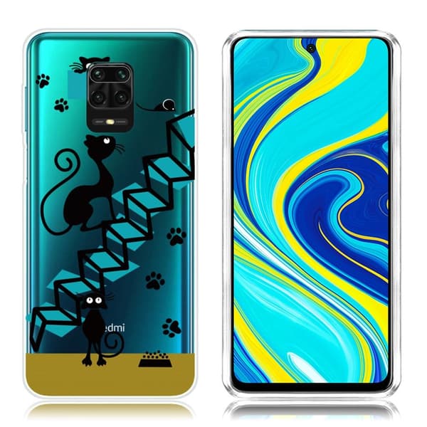 Deco Xiaomi Redmi Note 9 Pro / Note 9S / 9 Pro Max kuoret - Kissan jalanjälki Black